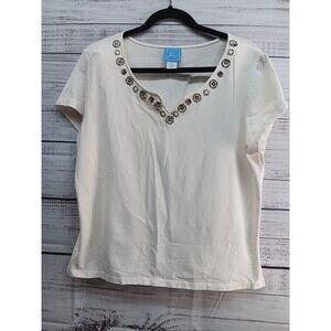 Lara Lane Blouse Top Women’s X-Large White Cotton Blend Beachy